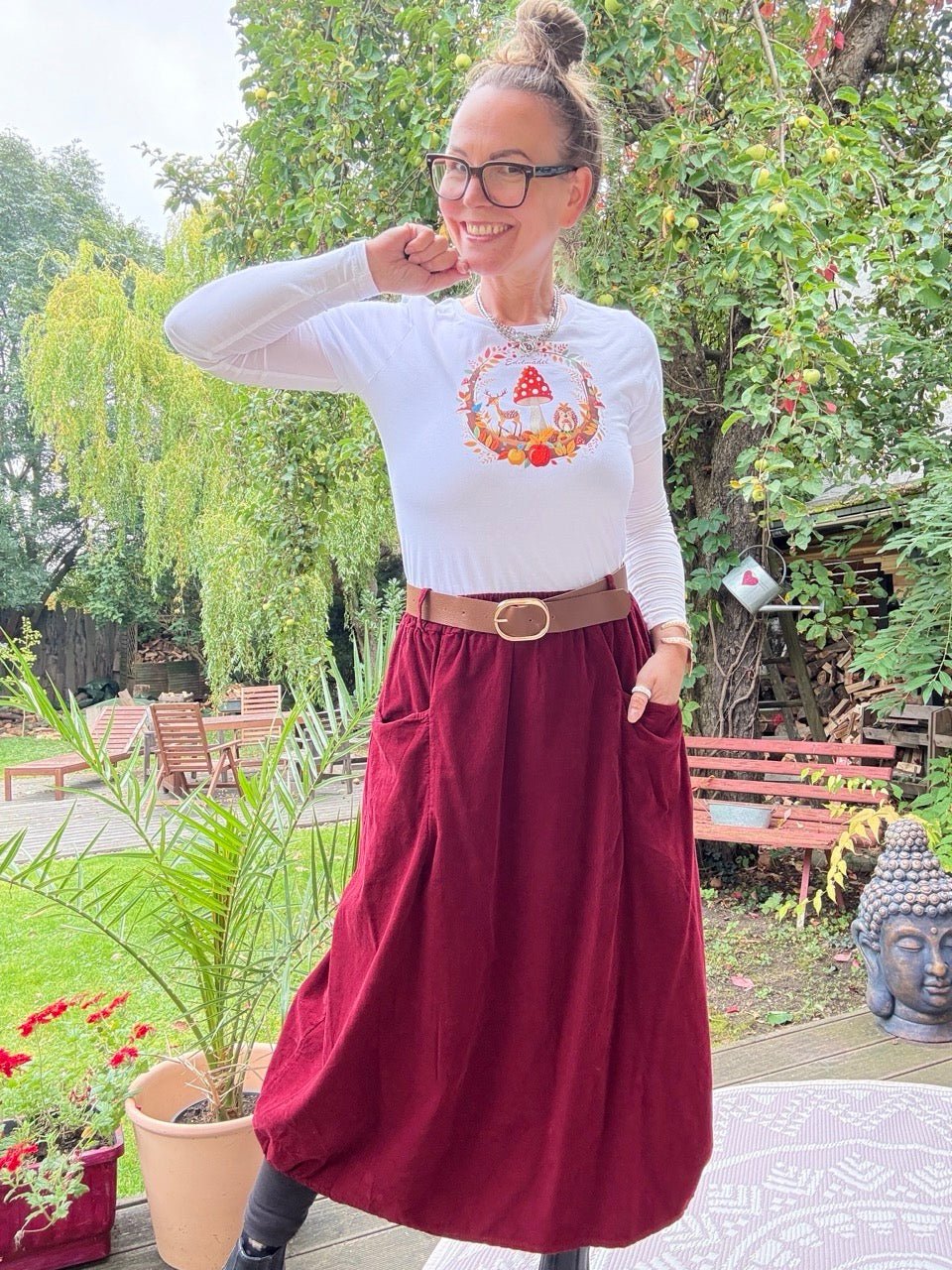 Rock Sofie Cherry mit Gürtel - FROLLEIN KÄTHE Shop