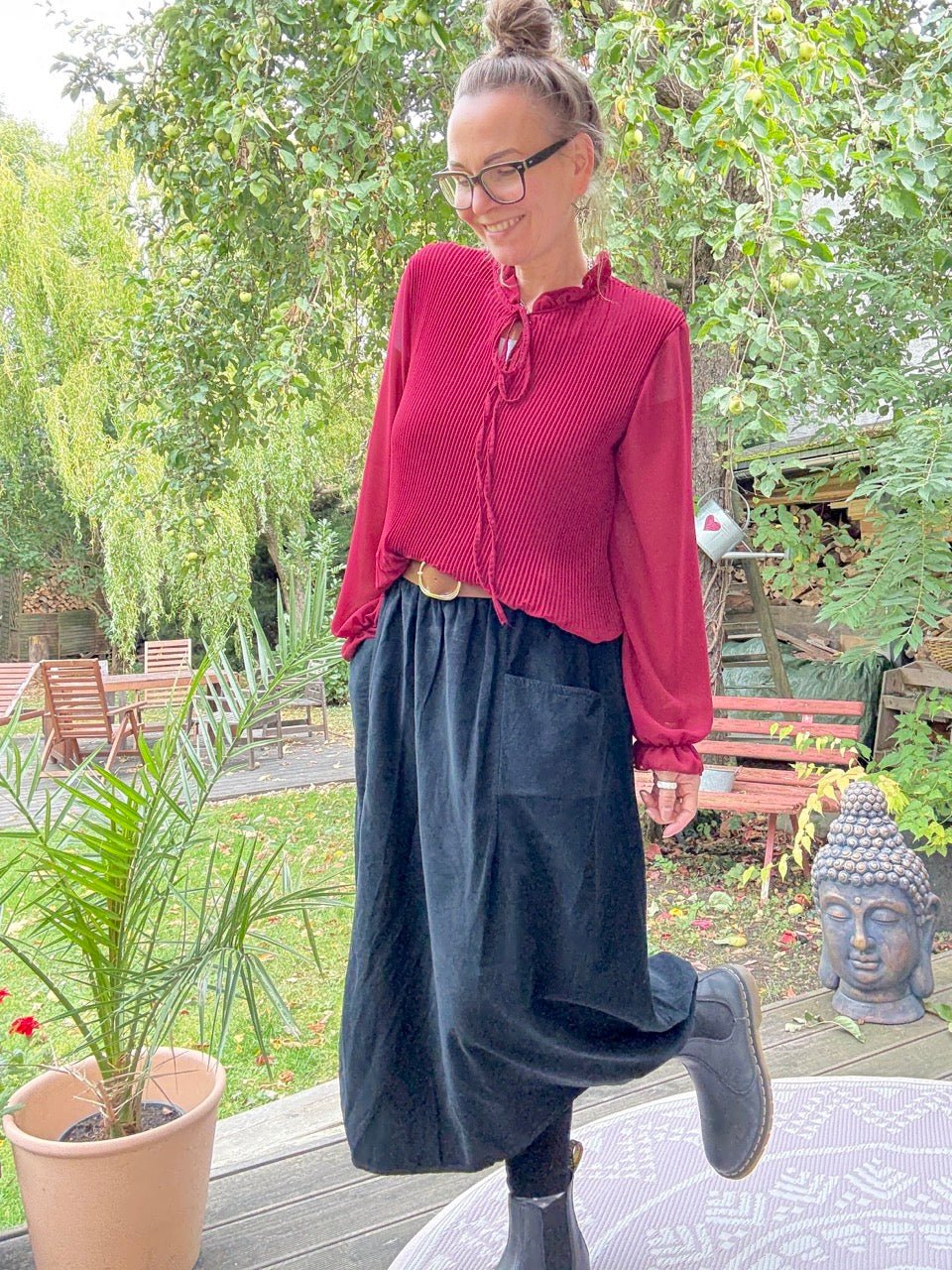 Rock Sofie Schwarz mit Gürtel - FROLLEIN KÄTHE Shop