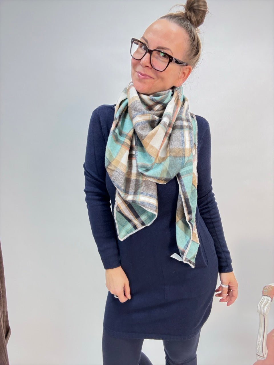 Schal Karo Karo Blau Weiß - FROLLEIN KÄTHE Shop