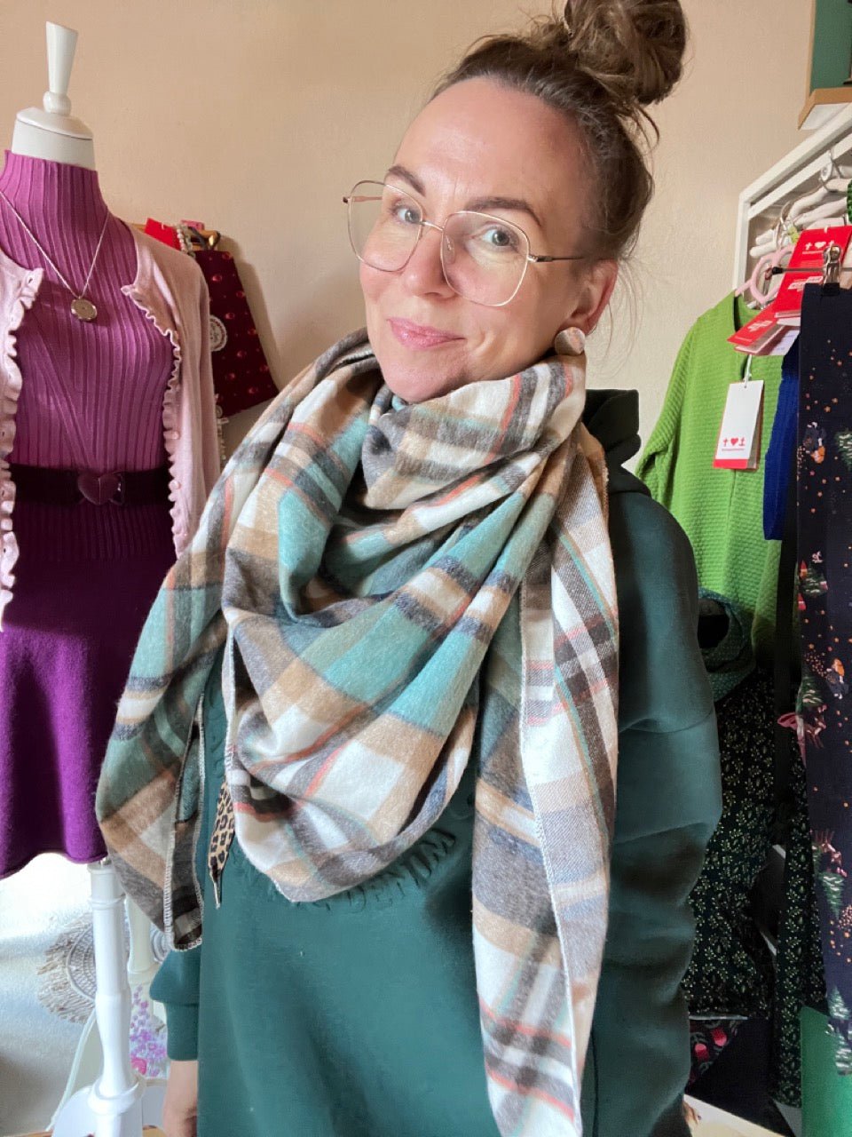 Schal Karo Karo Blau Weiß - FROLLEIN KÄTHE Shop