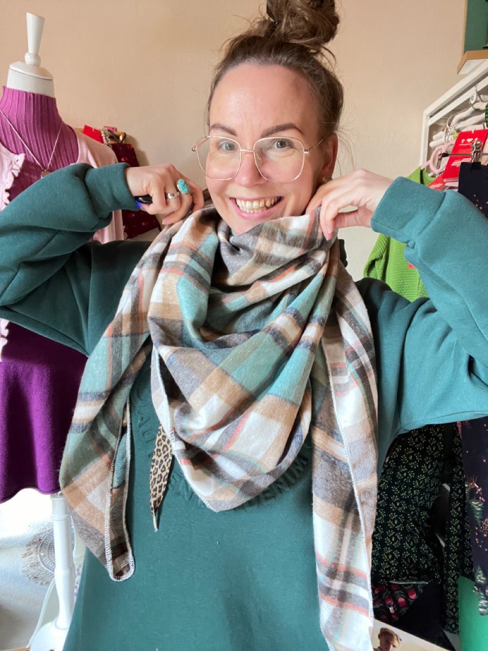 Schal Karo Karo Blau Weiß - FROLLEIN KÄTHE Shop