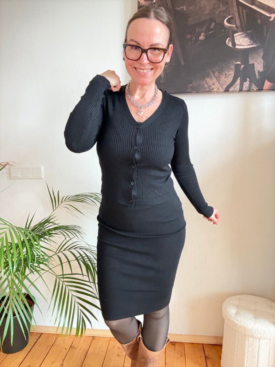 Set Kleid & Strickjacke Cecillia Schwarz - FROLLEIN KÄTHE Shop