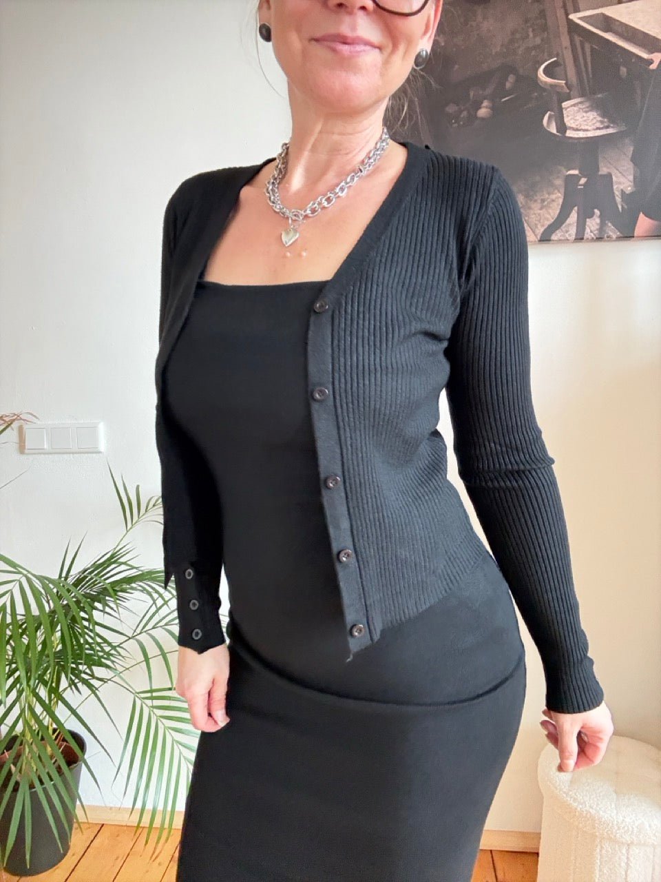 Set Kleid & Strickjacke Cecillia Schwarz - FROLLEIN KÄTHE Shop