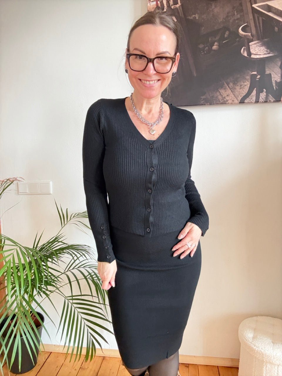 Set Kleid & Strickjacke Cecillia Schwarz - FROLLEIN KÄTHE Shop