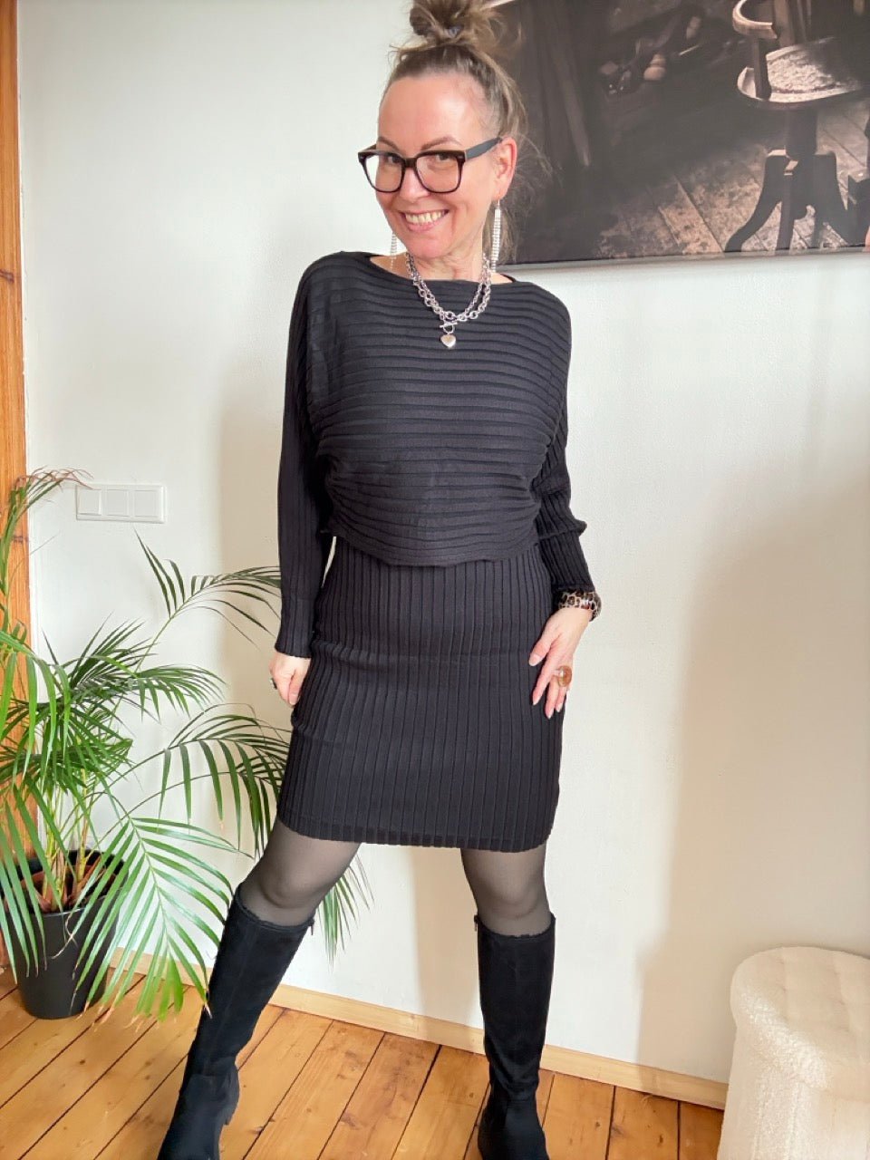 Set Kleid und Pulli Milano Schwarz - FROLLEIN KÄTHE Shop