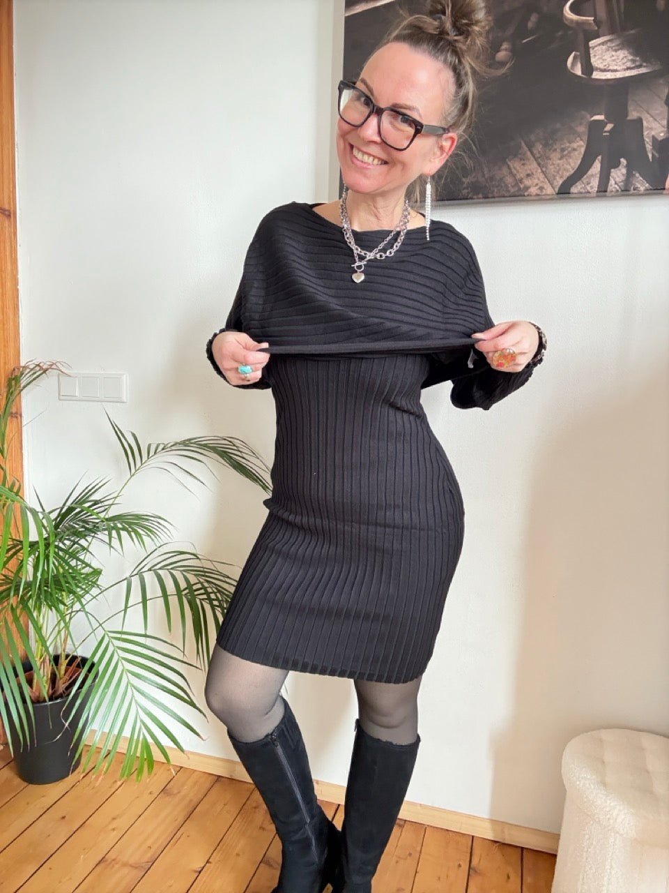 Set Kleid und Pulli Milano Schwarz - FROLLEIN KÄTHE Shop