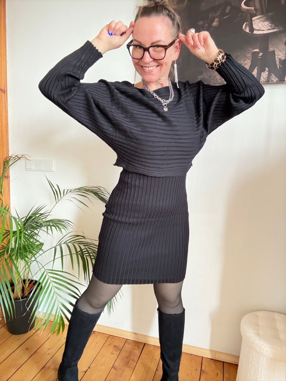 Set Kleid und Pulli Milano Schwarz - FROLLEIN KÄTHE Shop