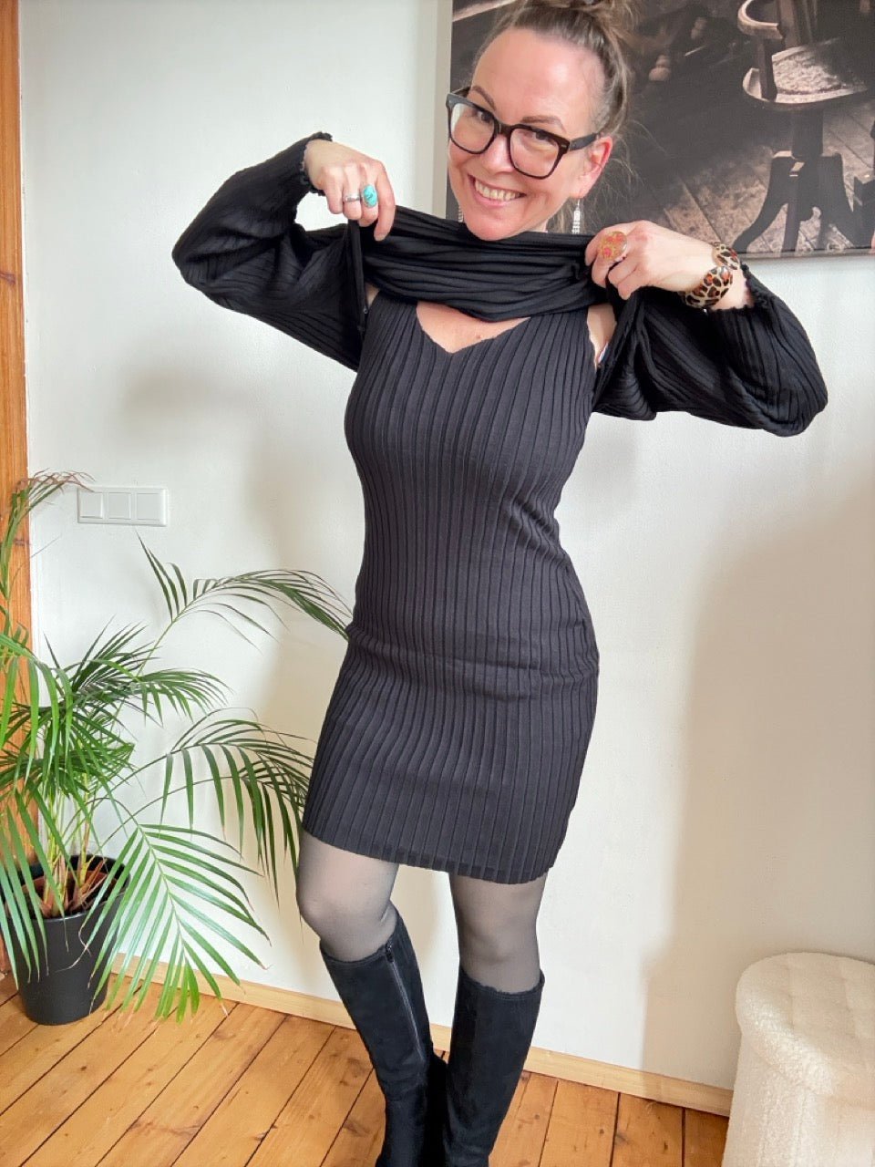 Set Kleid und Pulli Milano Schwarz - FROLLEIN KÄTHE Shop