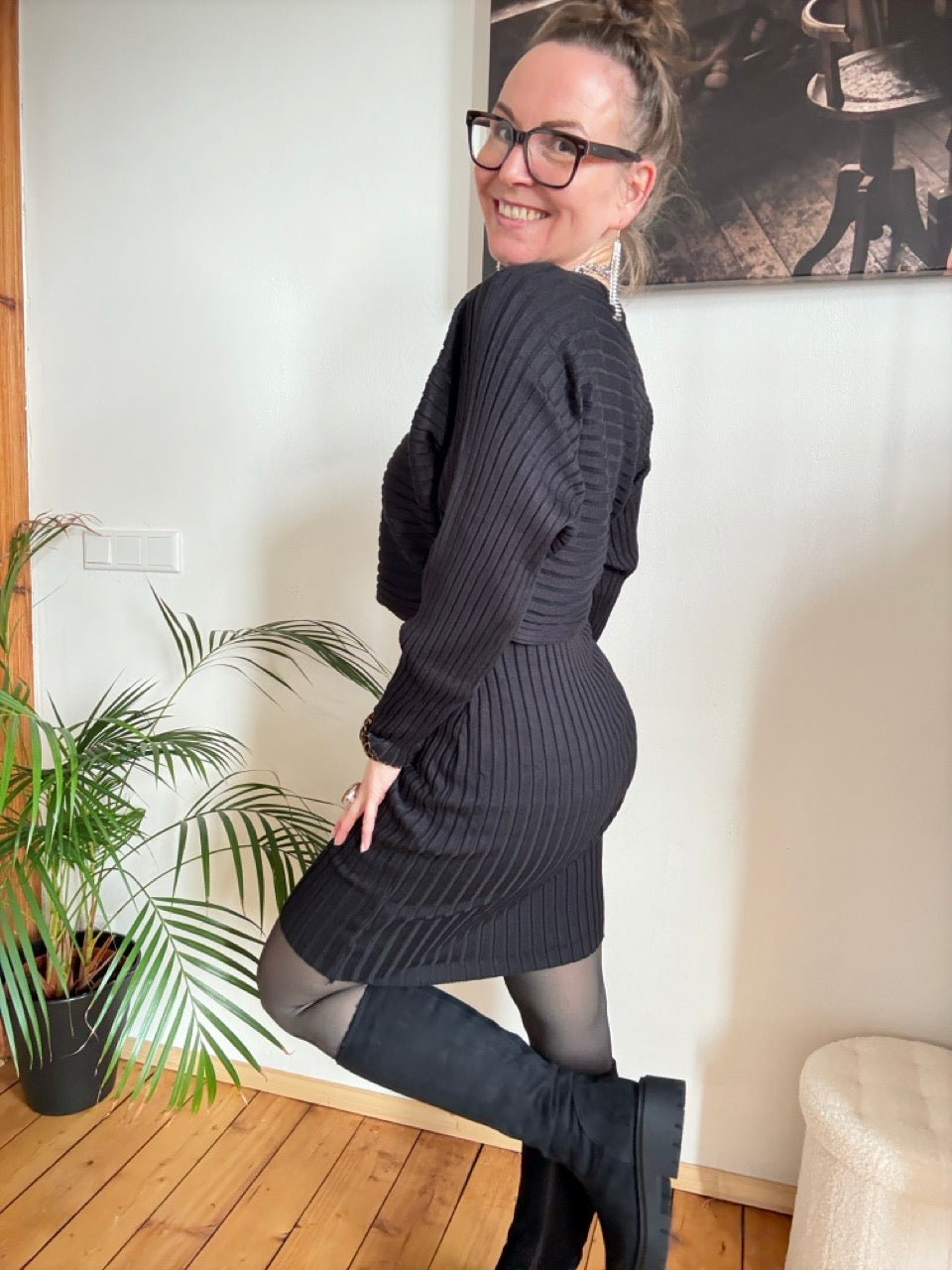 Set Kleid und Pulli Milano Schwarz - FROLLEIN KÄTHE Shop