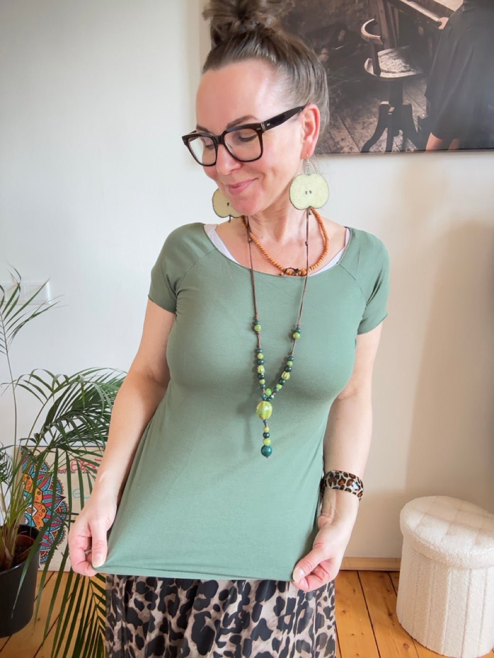 Shirt Basic Star Olive - FROLLEIN KÄTHE Shop