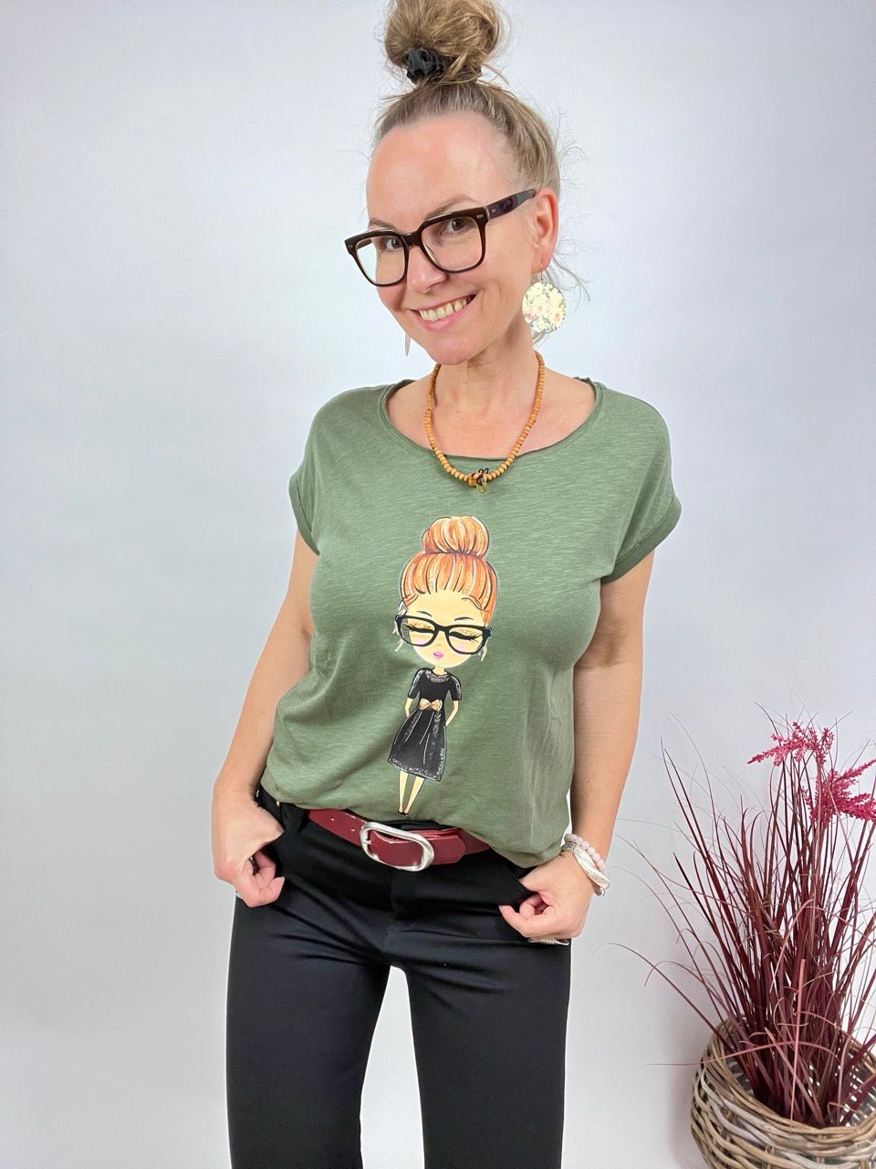 Shirt Edelmädel Long Slub Käthe Olive - FROLLEIN KÄTHE Shop