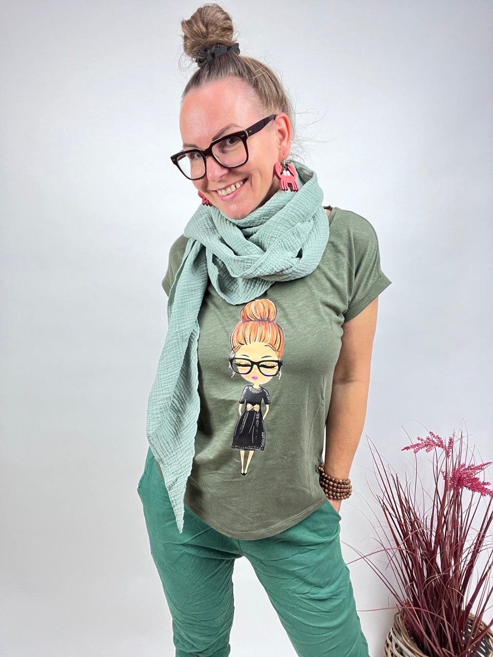 Shirt Edelmädel Long Slub Käthe Olive - FROLLEIN KÄTHE Shop