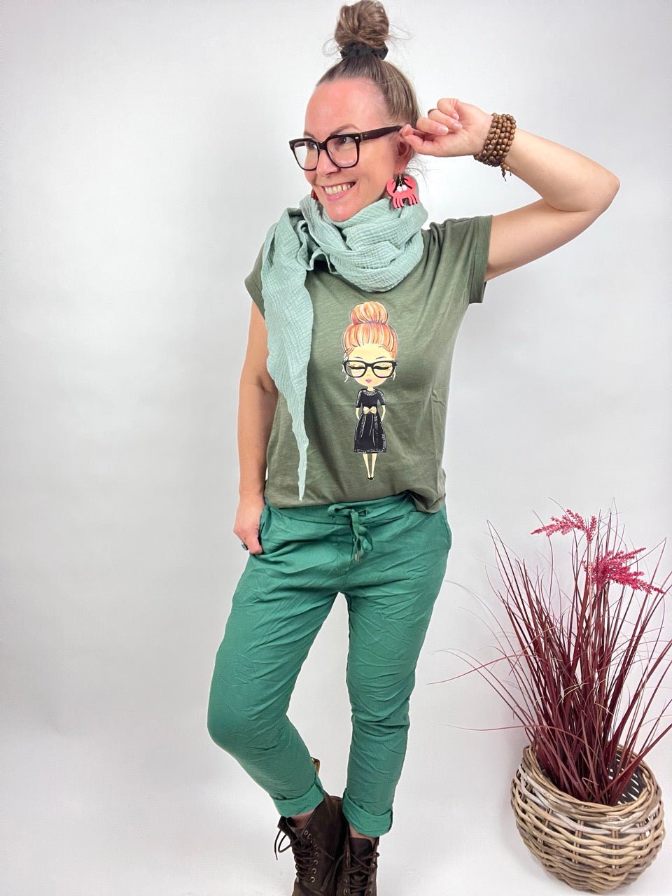 Shirt Edelmädel Long Slub Käthe Olive - FROLLEIN KÄTHE Shop