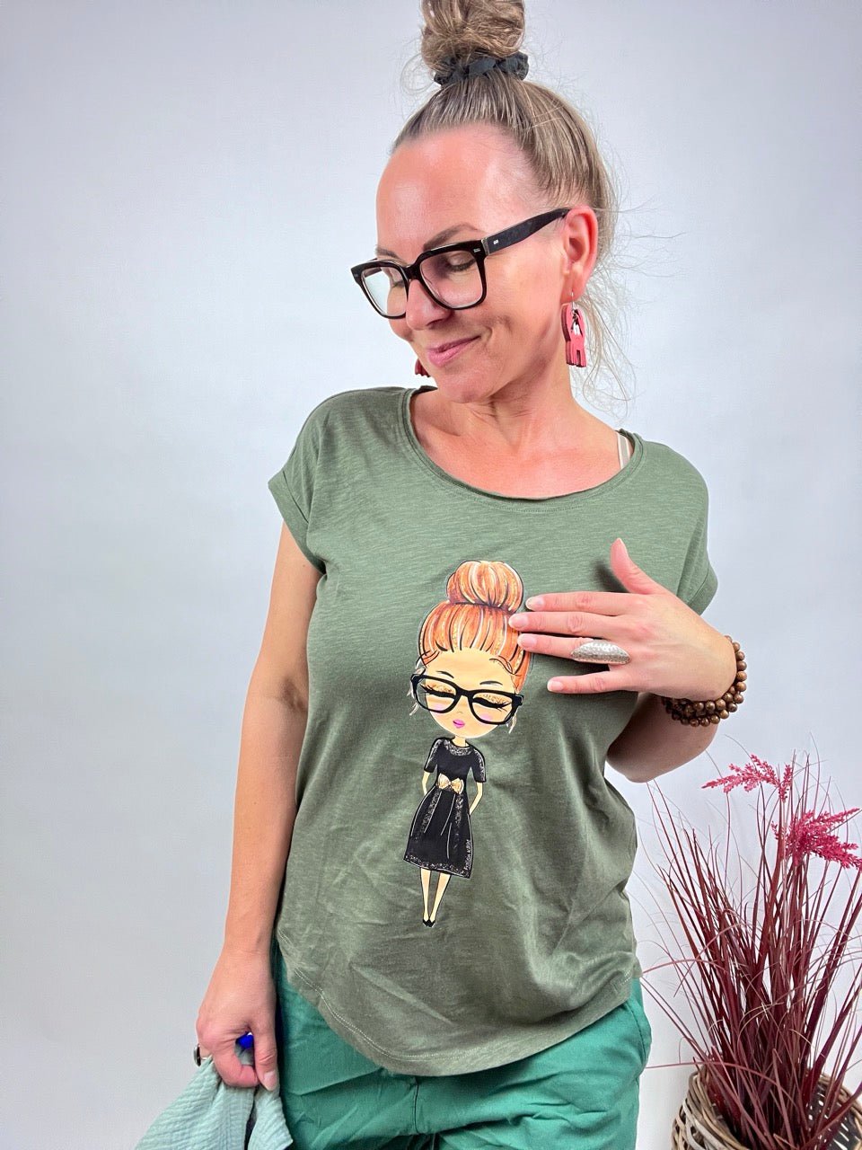Shirt Edelmädel Long Slub Käthe Olive - FROLLEIN KÄTHE Shop