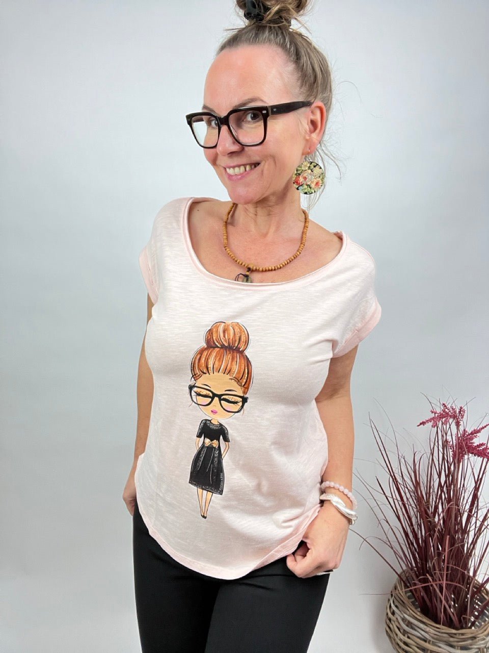 Shirt Edelmädel Long Slub Käthe Rose - FROLLEIN KÄTHE Shop