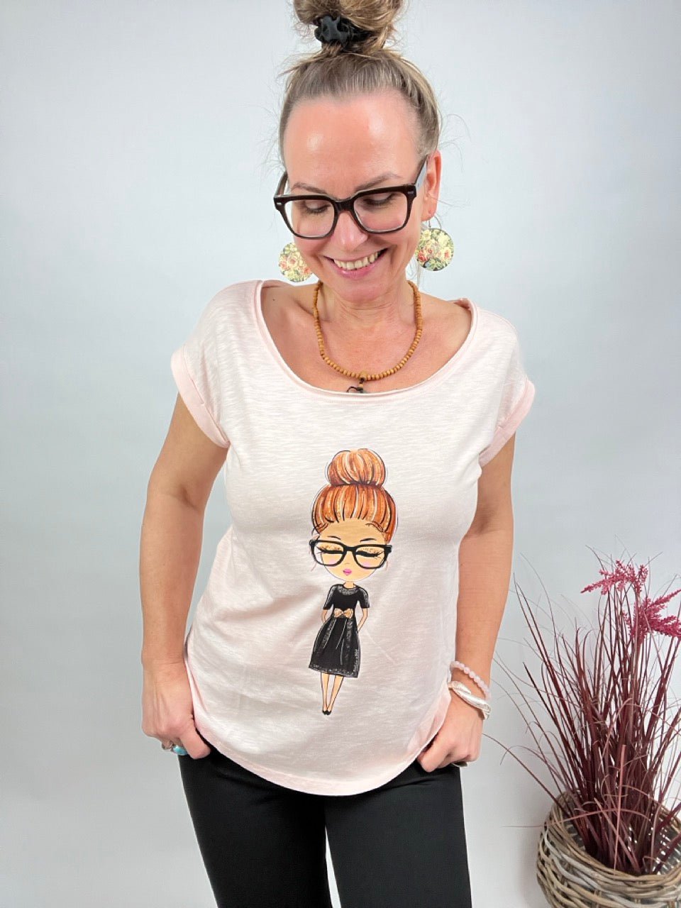 Shirt Edelmädel Long Slub Käthe Rose - FROLLEIN KÄTHE Shop