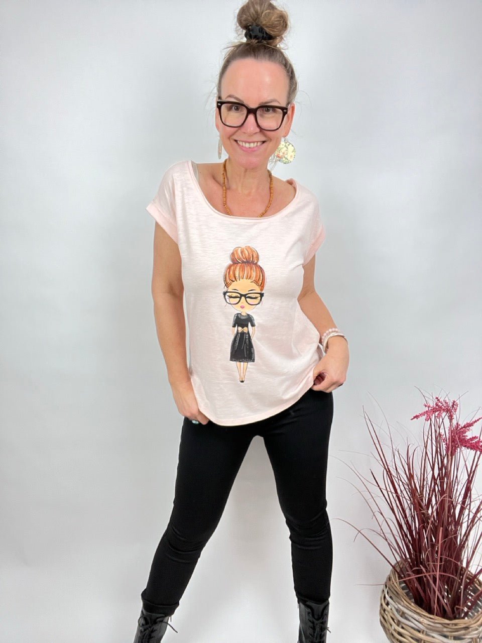 Shirt Edelmädel Long Slub Käthe Rose - FROLLEIN KÄTHE Shop