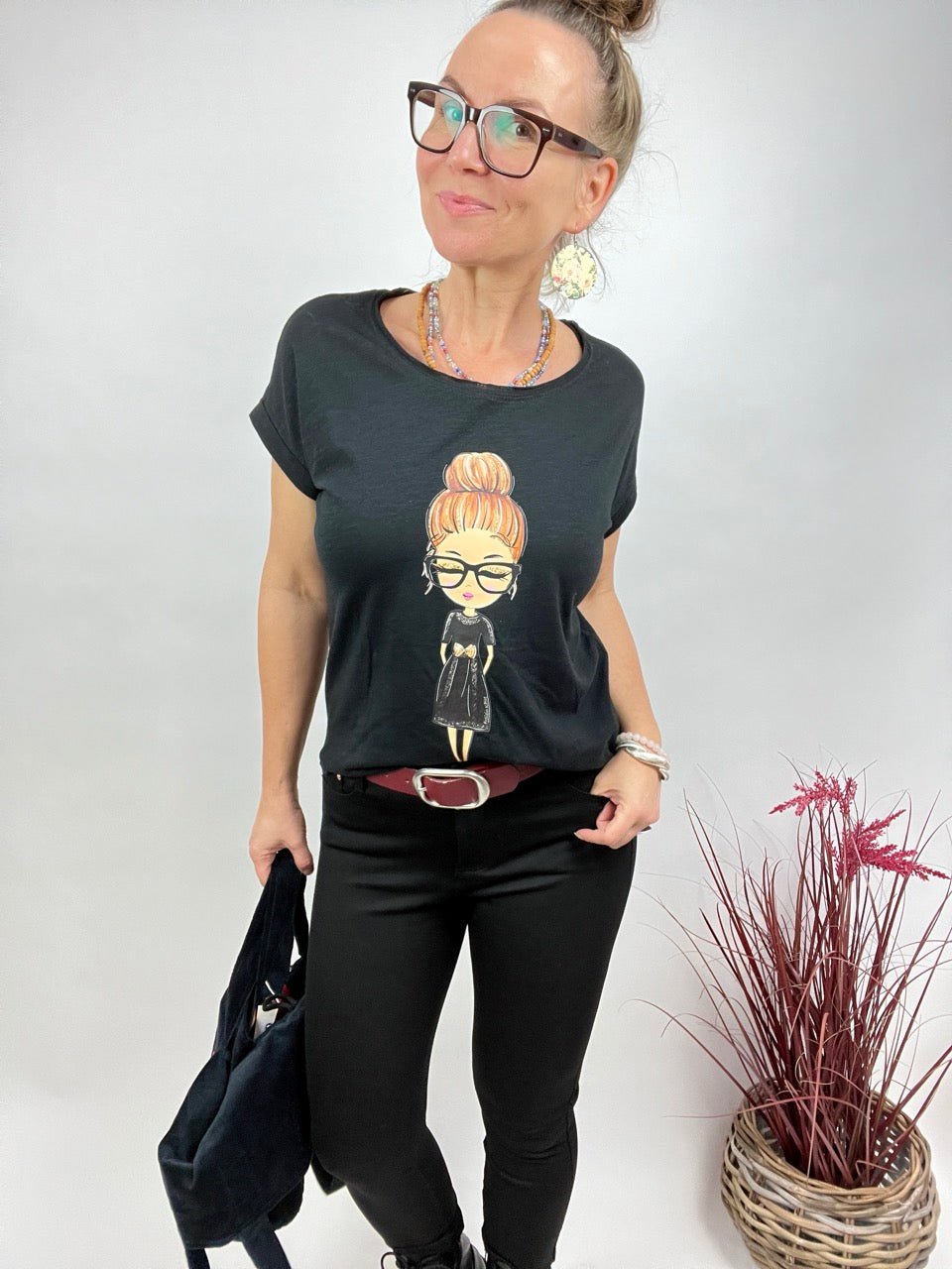 Shirt Edelmädel Long Slub Käthe Schwarz - FROLLEIN KÄTHE Shop