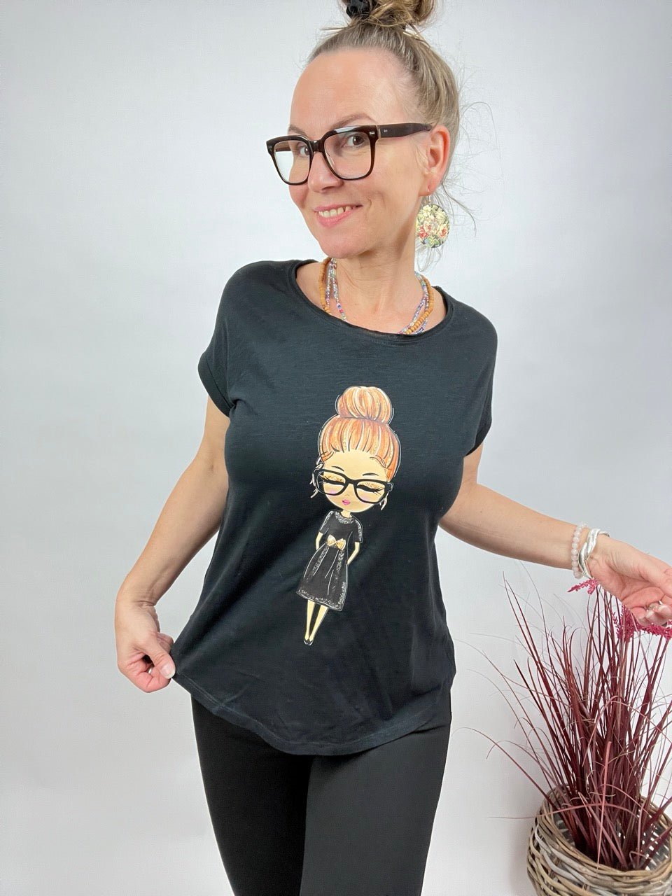 Shirt Edelmädel Long Slub Käthe Schwarz - FROLLEIN KÄTHE Shop