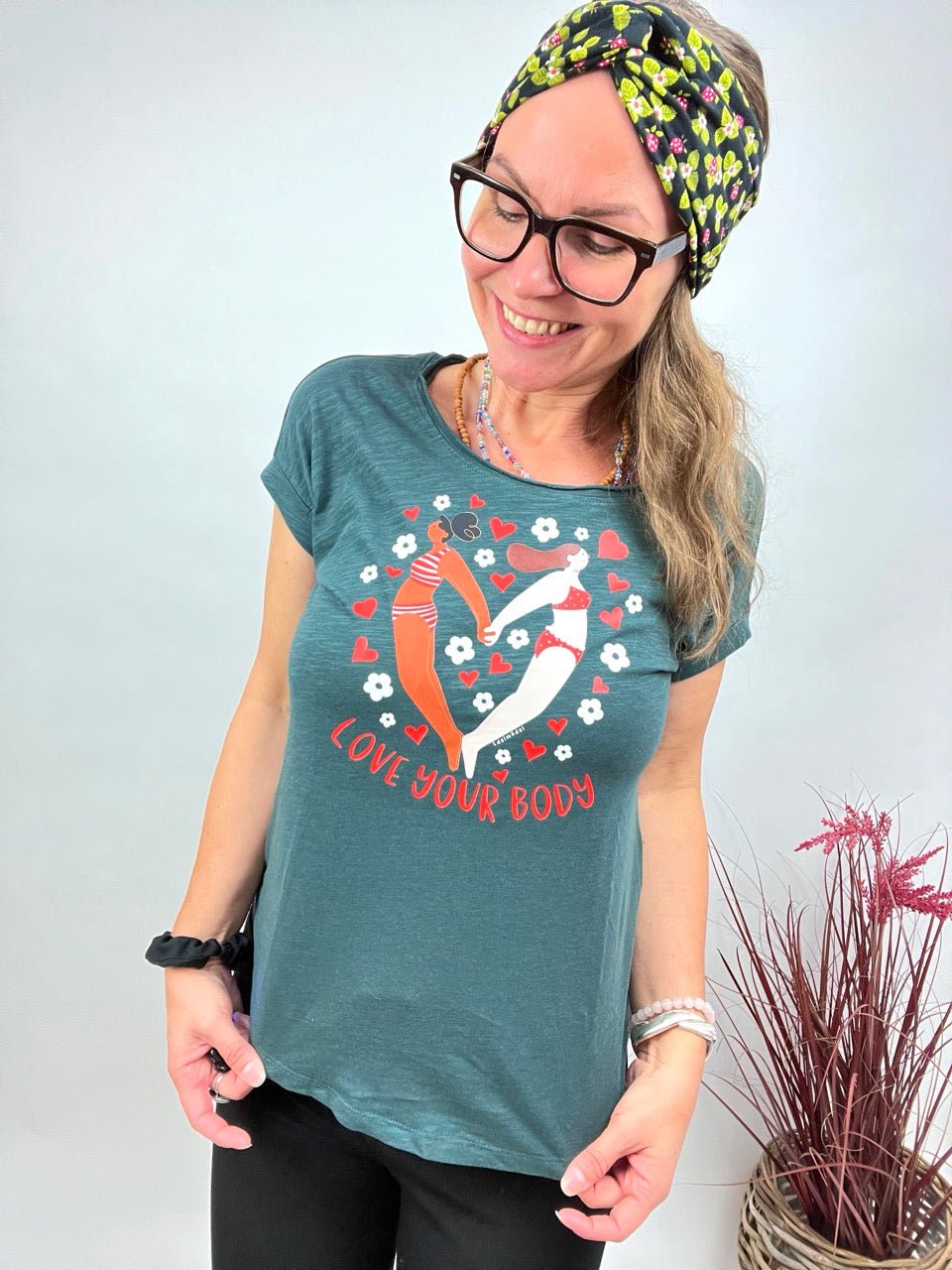 Shirt Edelmädel Long Slub Love your Body Grün - FROLLEIN KÄTHE Shop