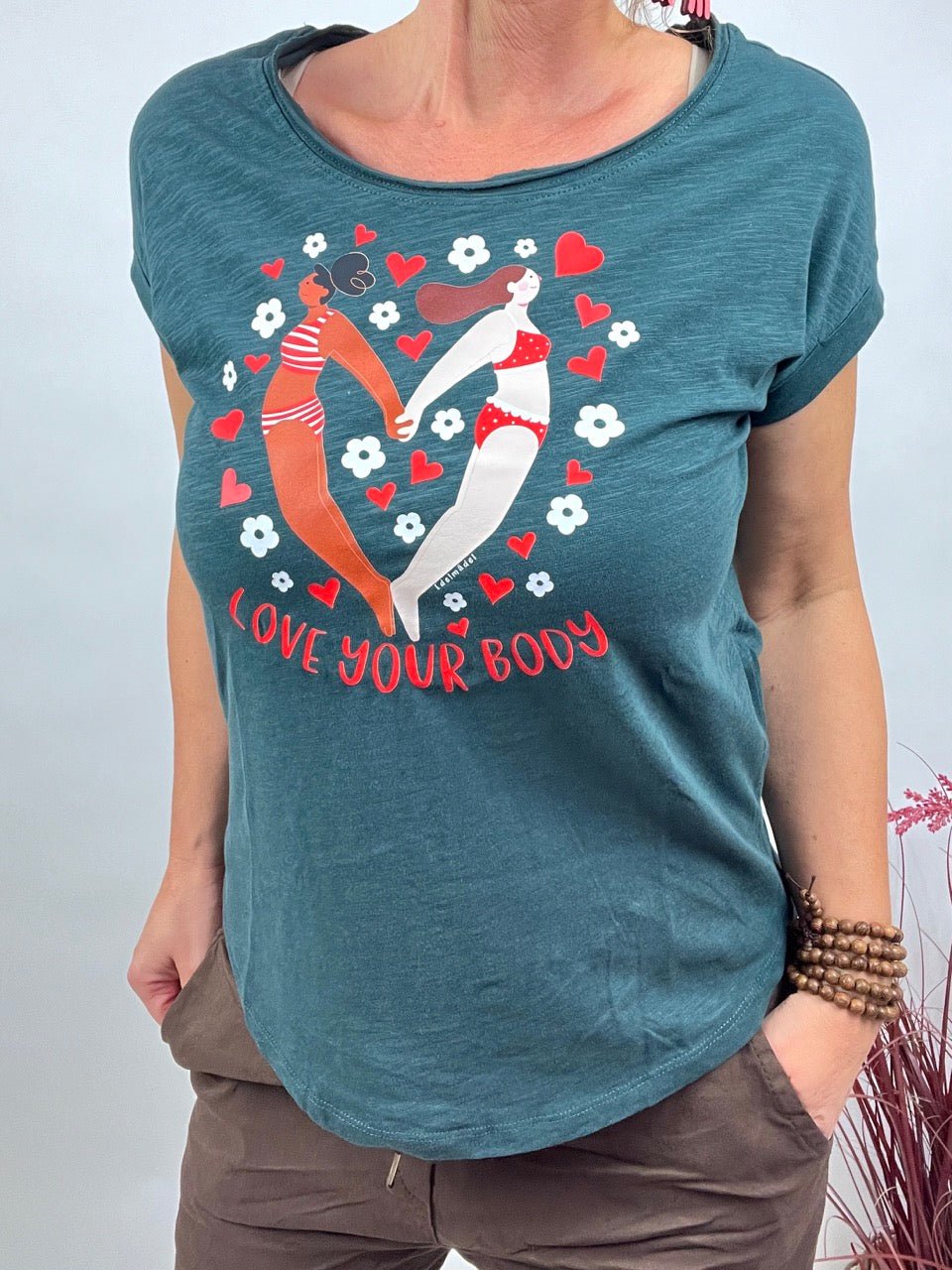 Shirt Edelmädel Long Slub Love your Body Grün - FROLLEIN KÄTHE Shop