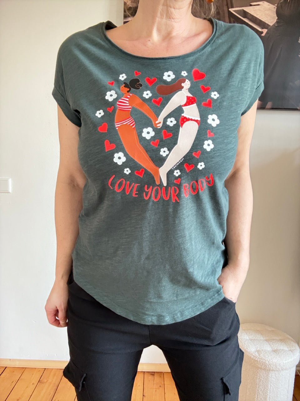 Shirt Edelmädel Long Slub Love your Body Grün - FROLLEIN KÄTHE Shop