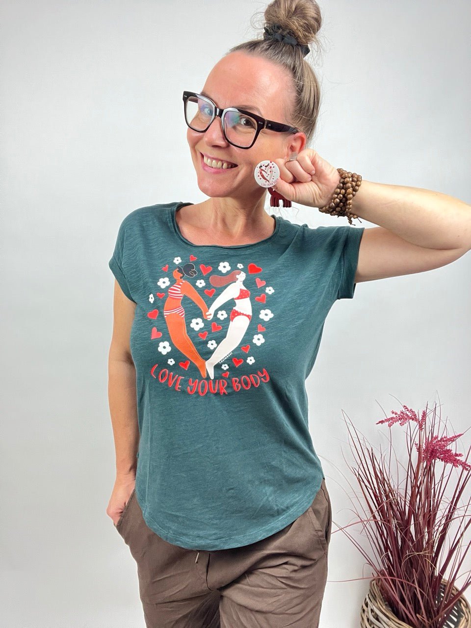 Shirt Edelmädel Long Slub Love your Body Grün - FROLLEIN KÄTHE Shop