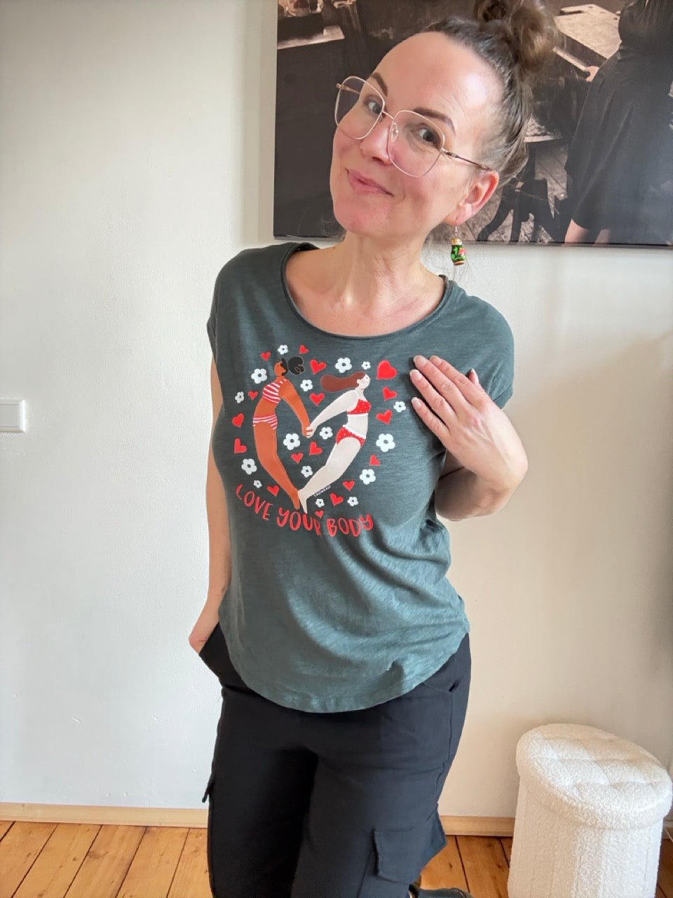 Shirt Edelmädel Long Slub Love your Body Grün - FROLLEIN KÄTHE Shop