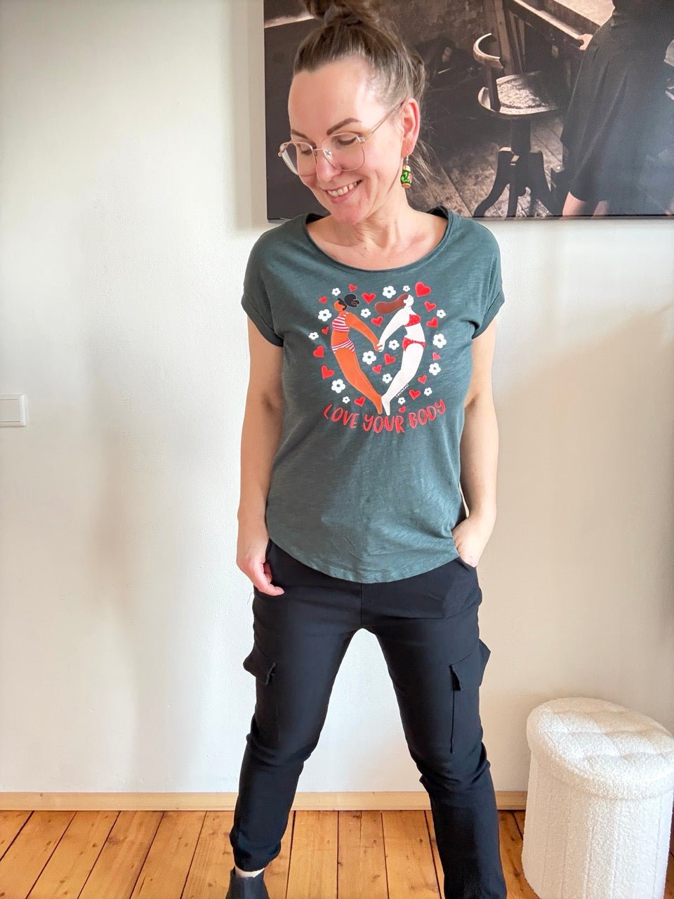 Shirt Edelmädel Long Slub Love your Body Grün - FROLLEIN KÄTHE Shop