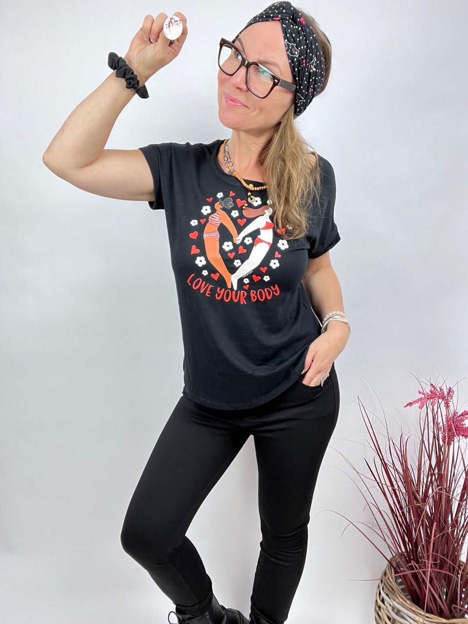 Shirt Edelmädel Long Slub Love your Body Schwarz - FROLLEIN KÄTHE Shop