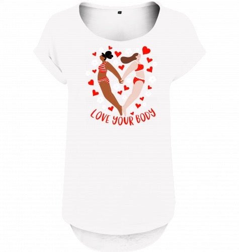 Shirt Edelmädel Long Slub Love your Body Weiß - FROLLEIN KÄTHE Shop