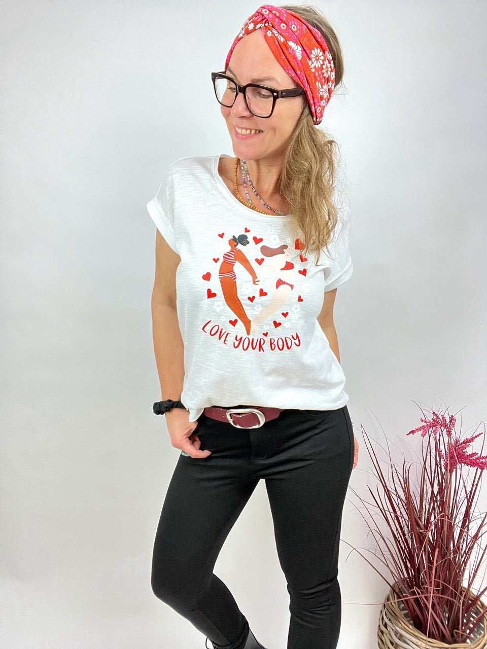 Shirt Edelmädel Long Slub Love your Body Weiß - FROLLEIN KÄTHE Shop