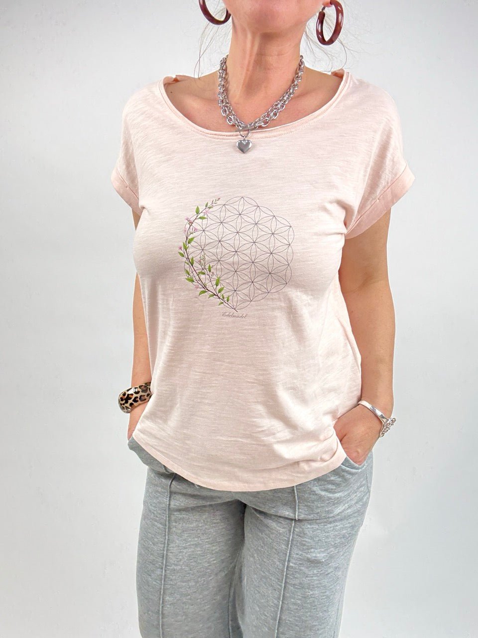 Shirt Edelmädel Slub Blume des Lebens - FROLLEIN KÄTHE Shop