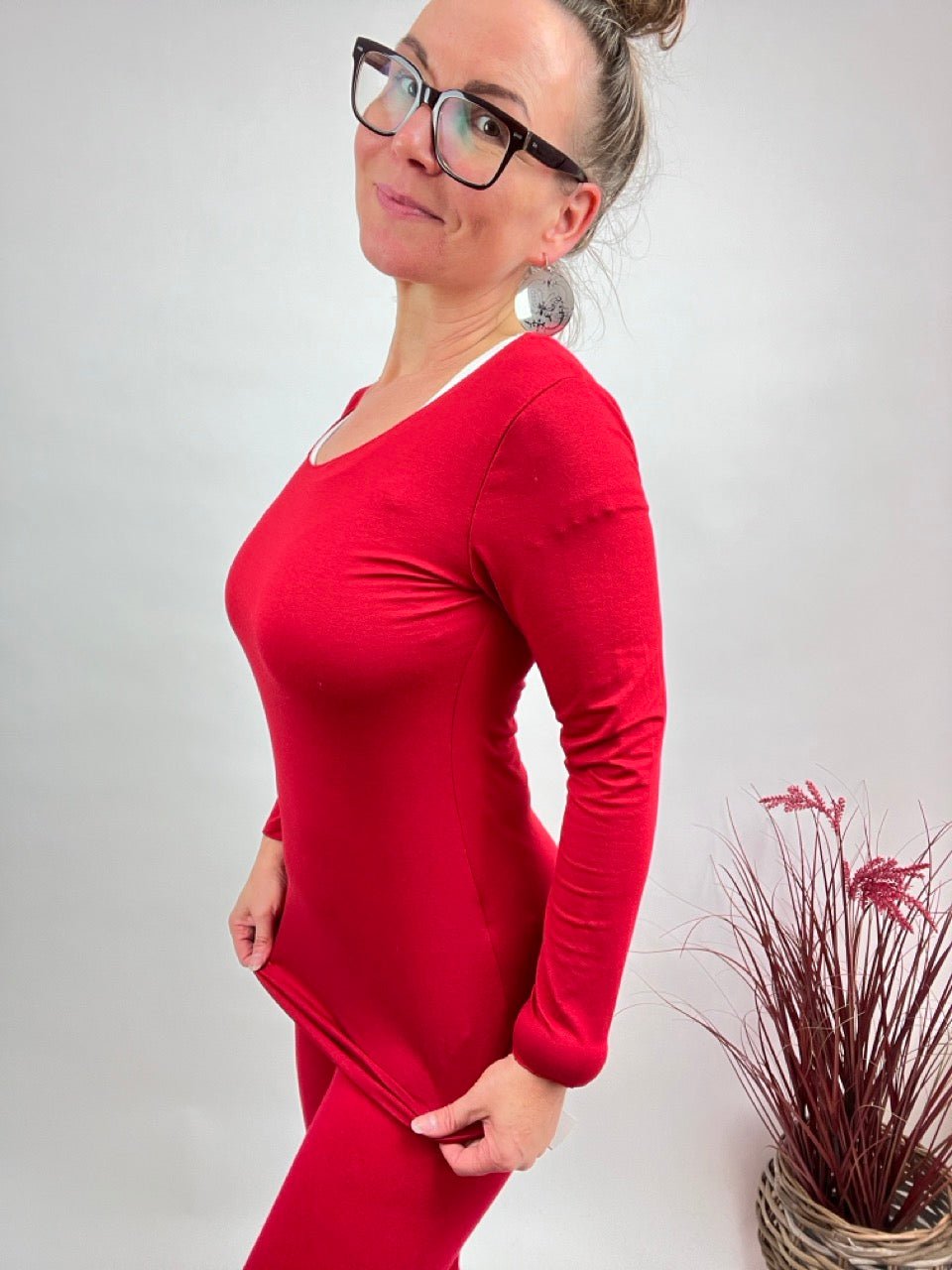 Shirt Langarm Basic Freude Rot - FROLLEIN KÄTHE Shop