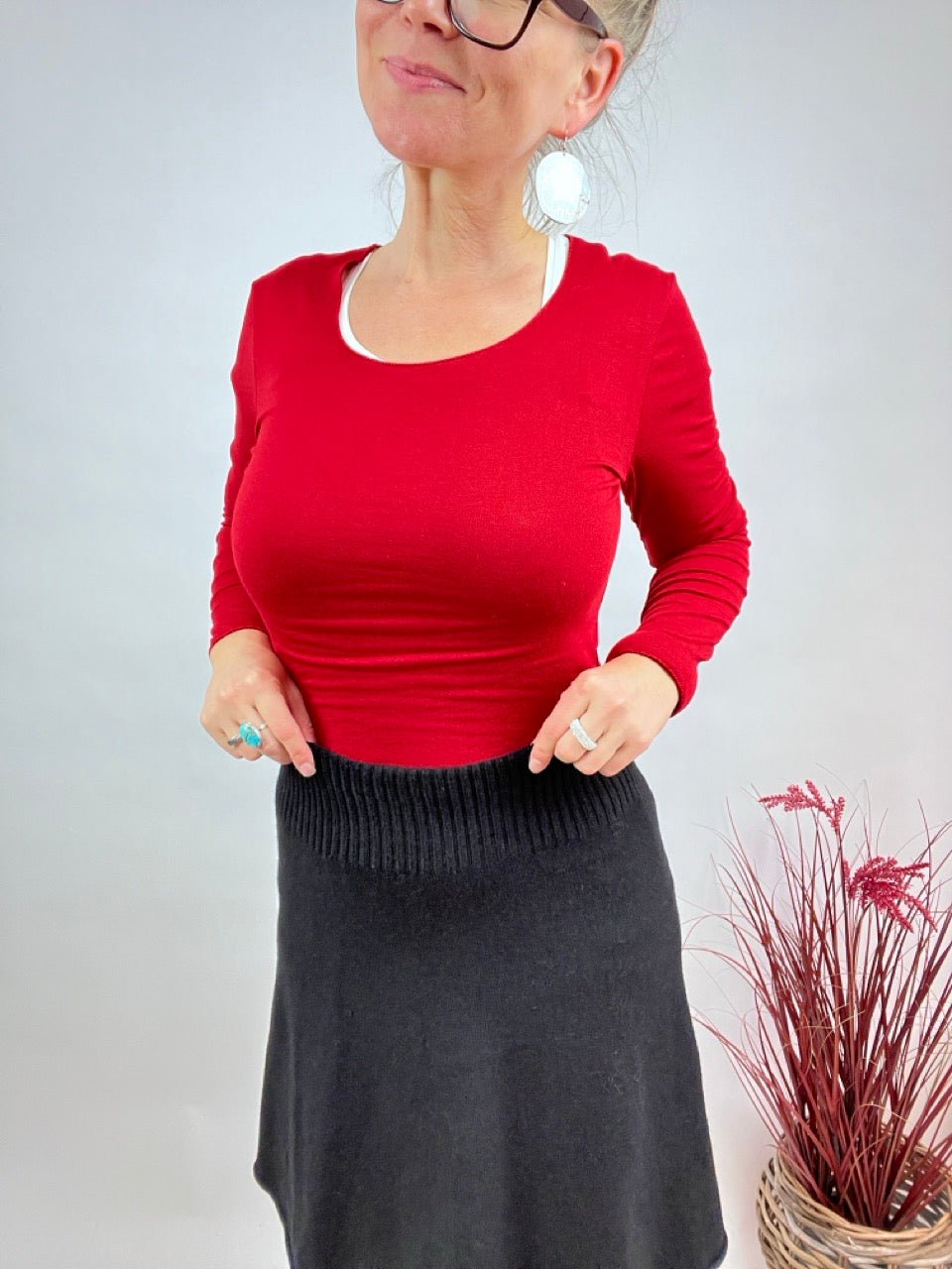 Shirt Langarm Basic Freude Rot - FROLLEIN KÄTHE Shop