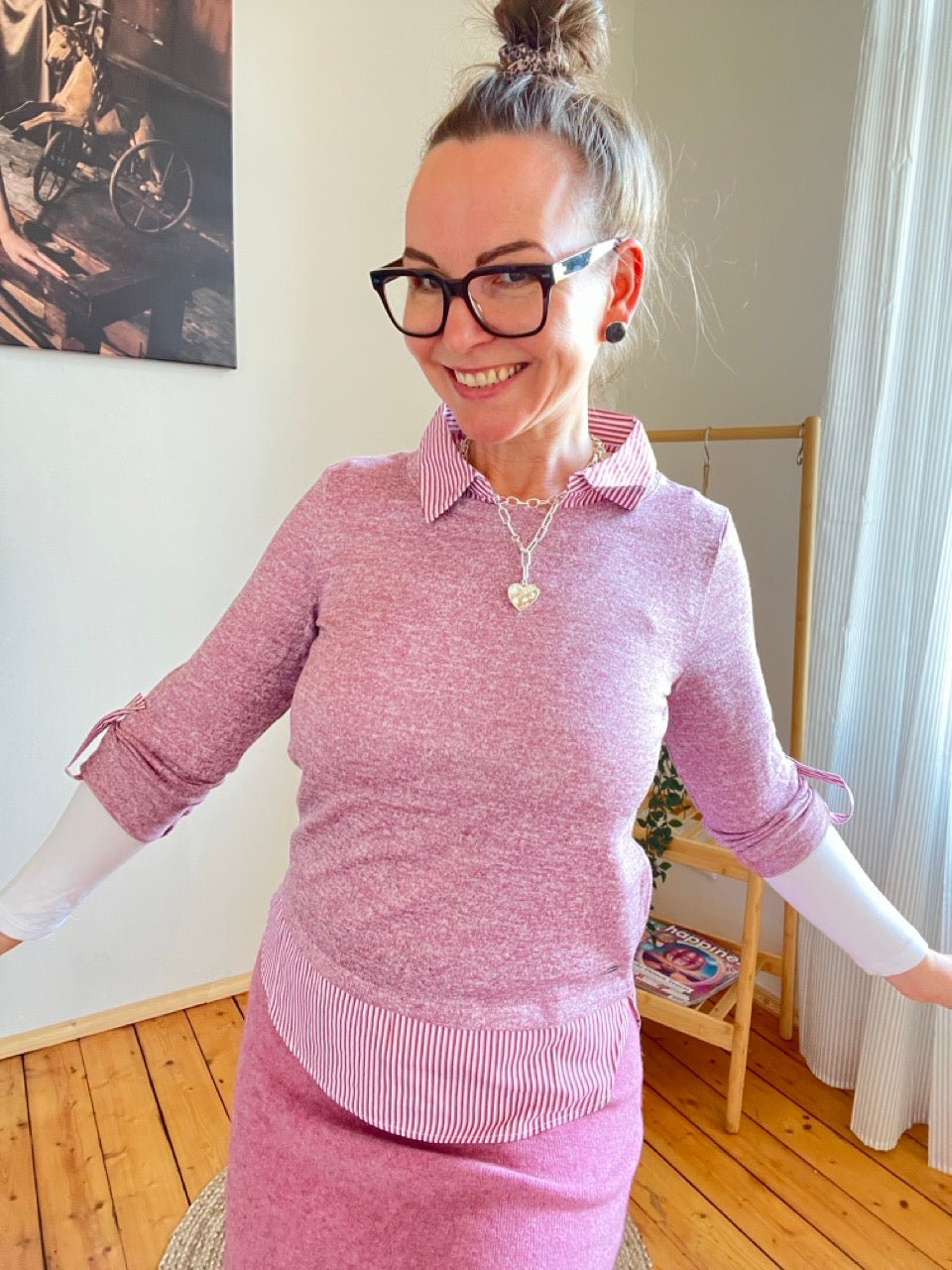 Shirt Langarm Blusenstyle Alt Rose - FROLLEIN KÄTHE Shop
