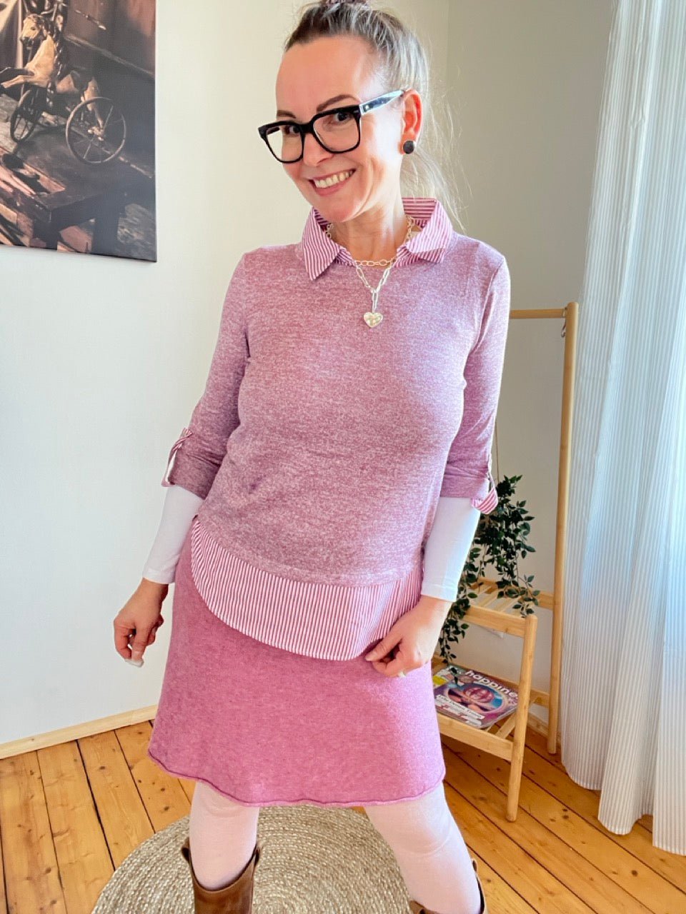 Shirt Langarm Blusenstyle Alt Rose - FROLLEIN KÄTHE Shop
