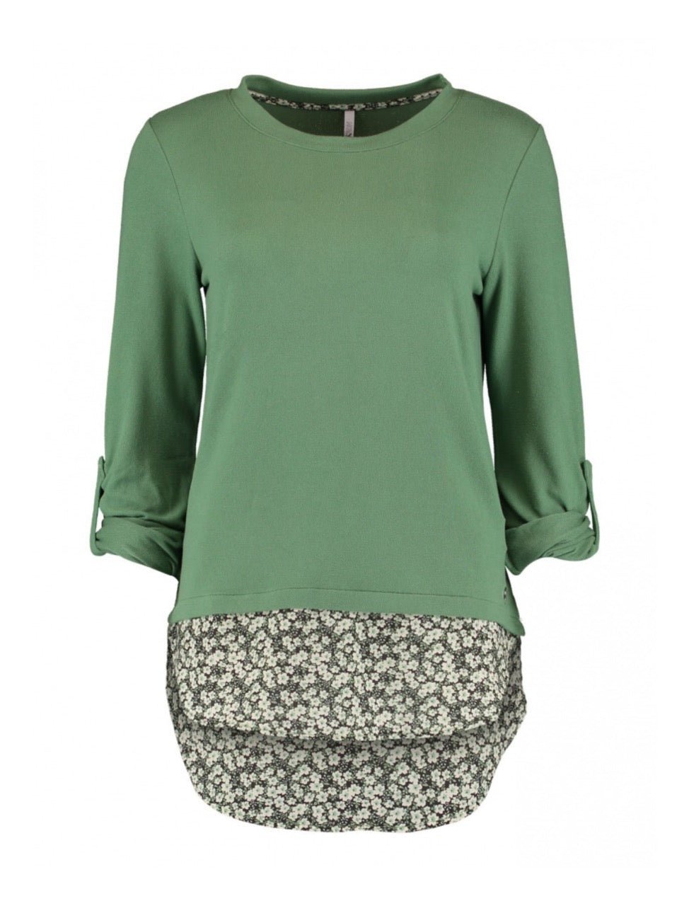 Shirt Langarm Blusenstyle Blümchen Grün - FROLLEIN KÄTHE Shop