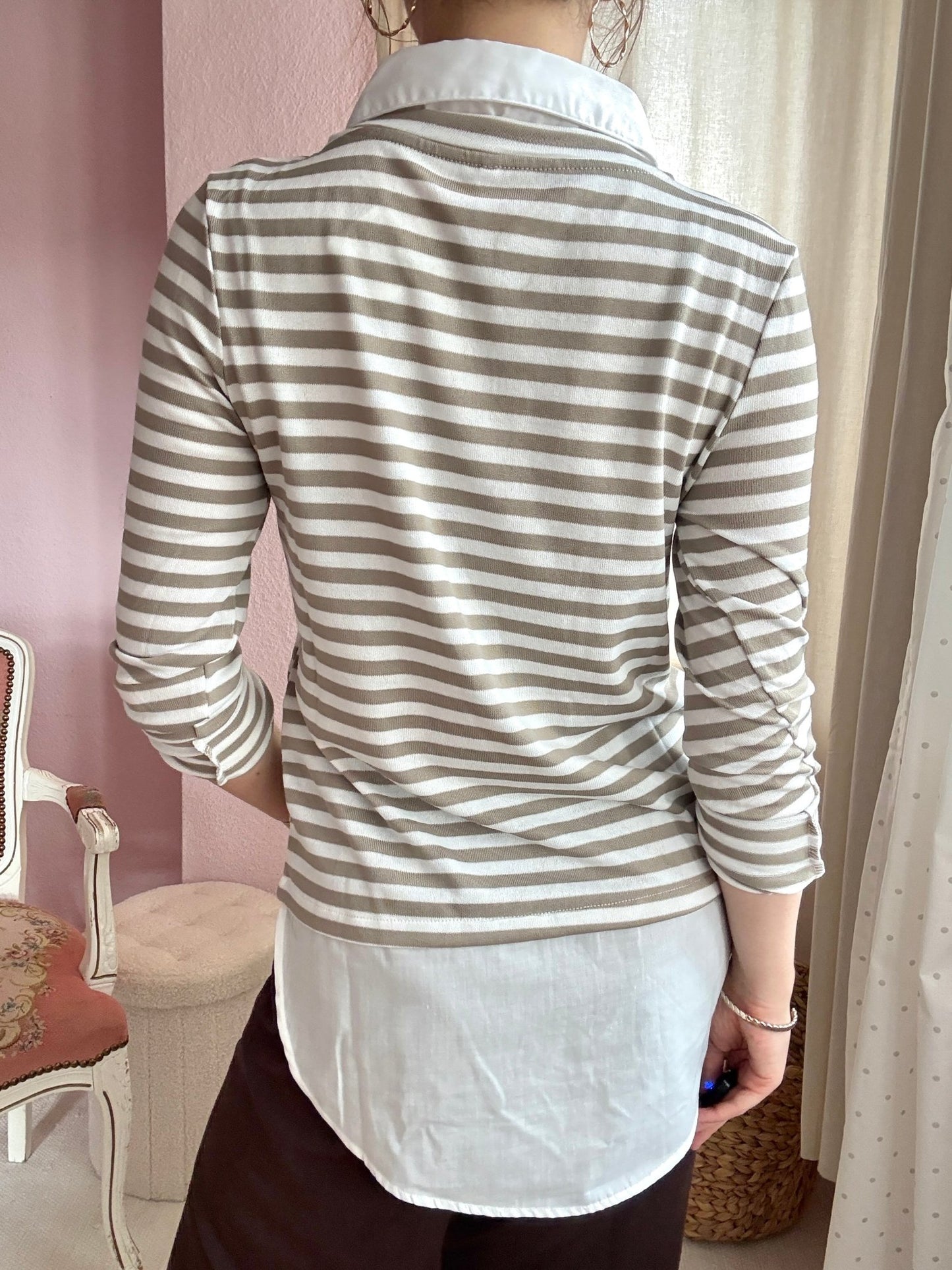 Shirt Langarm Blusenstyle Stripe Cream - FROLLEIN KÄTHE Shop