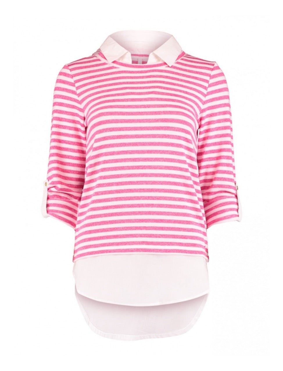 Shirt Langarm Blusenstyle Stripe Pink Berry - FROLLEIN KÄTHE Shop