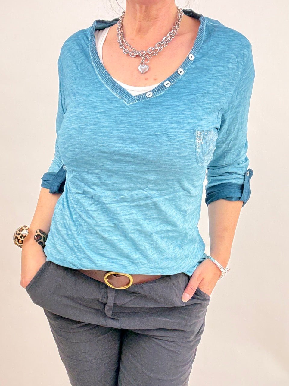 Shirt Langarm Gretel Blau - FROLLEIN KÄTHE Shop