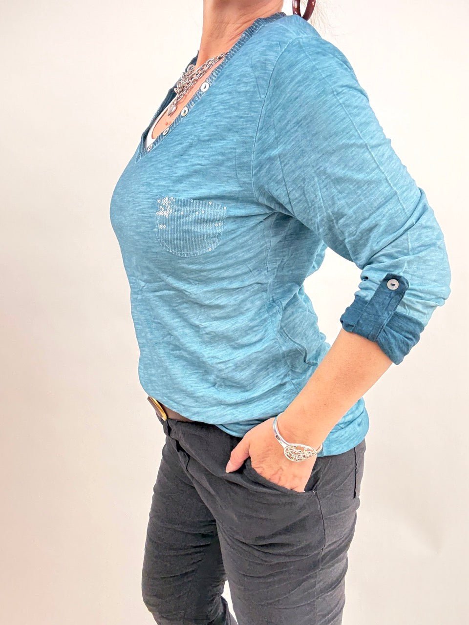 Shirt Langarm Gretel Blau - FROLLEIN KÄTHE Shop