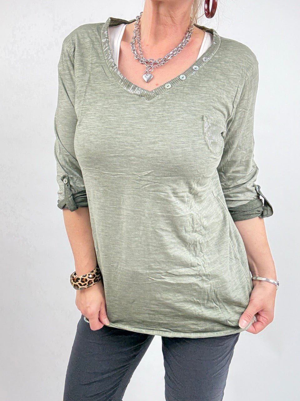 Shirt Langarm Gretel Olive - FROLLEIN KÄTHE Shop