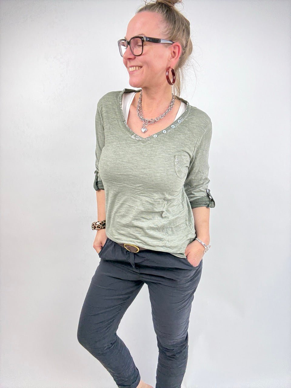 Shirt Langarm Gretel Olive - FROLLEIN KÄTHE Shop