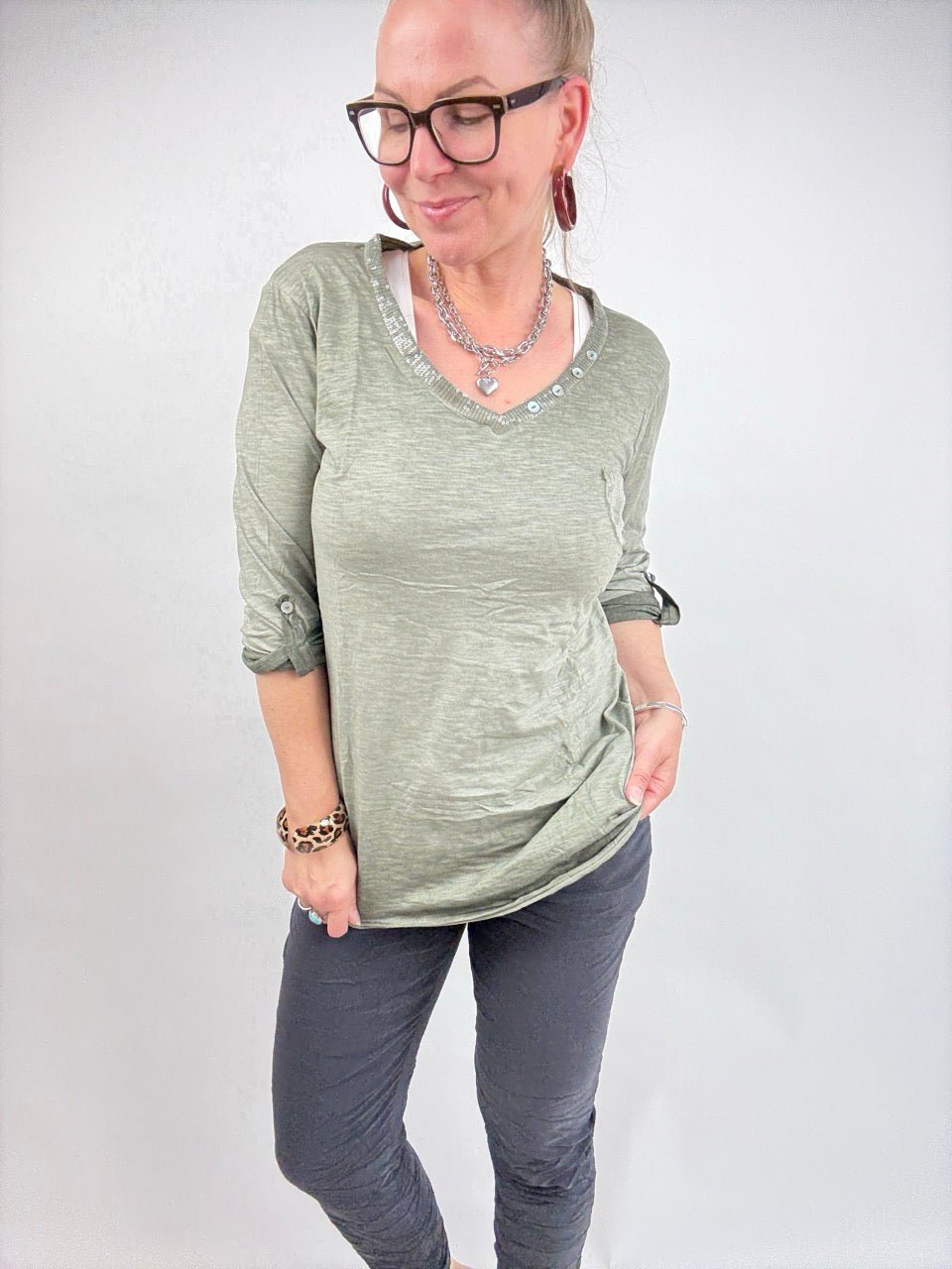 Shirt Langarm Gretel Olive - FROLLEIN KÄTHE Shop
