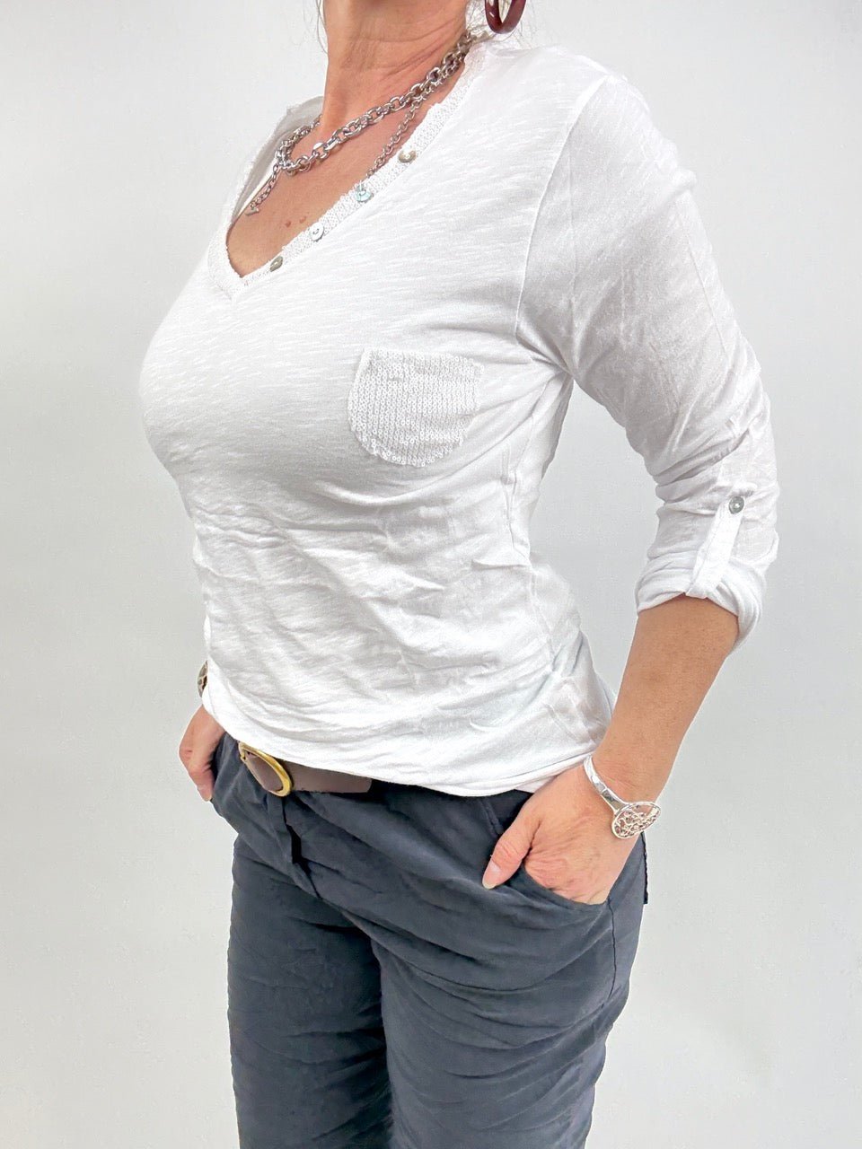 Shirt Langarm Gretel Weiß - FROLLEIN KÄTHE Shop