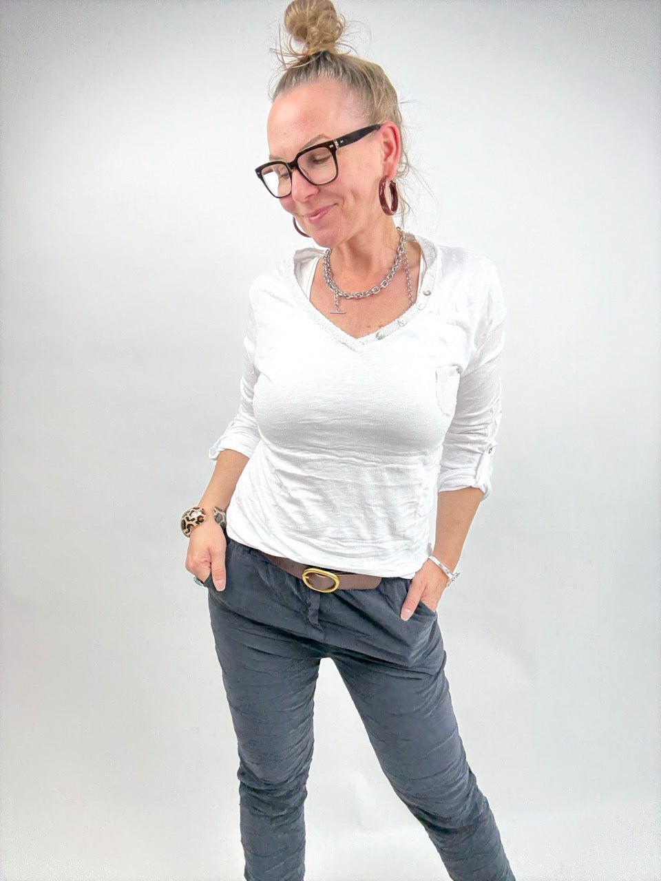 Shirt Langarm Gretel Weiß - FROLLEIN KÄTHE Shop