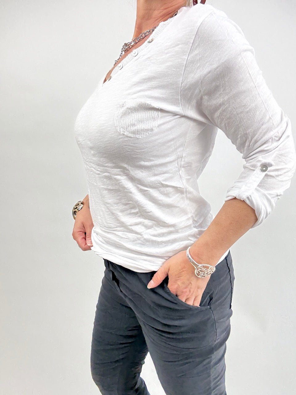 Shirt Langarm Gretel Weiß - FROLLEIN KÄTHE Shop