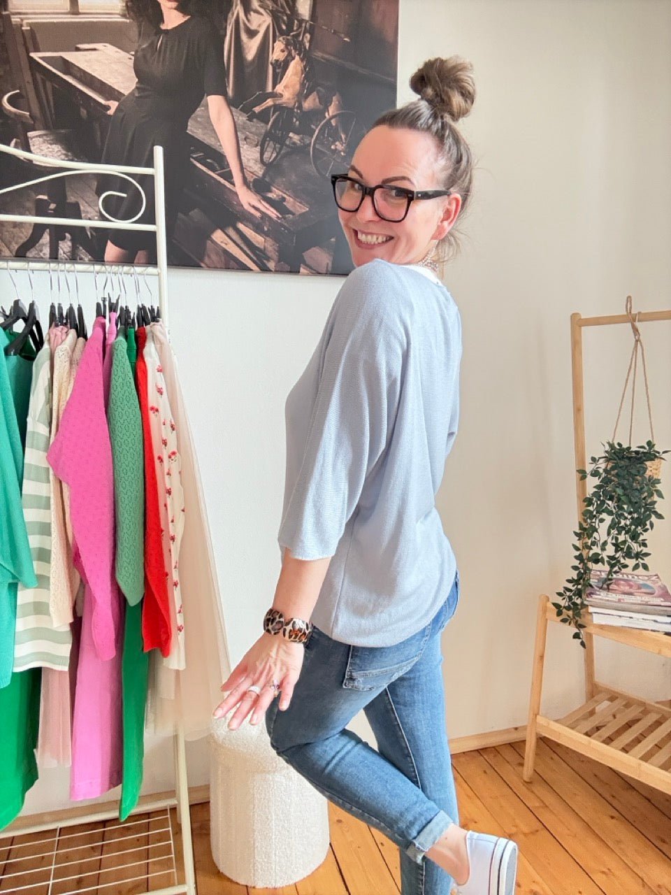 Shirt Leicht Verstrickt Grau - FROLLEIN KÄTHE Shop