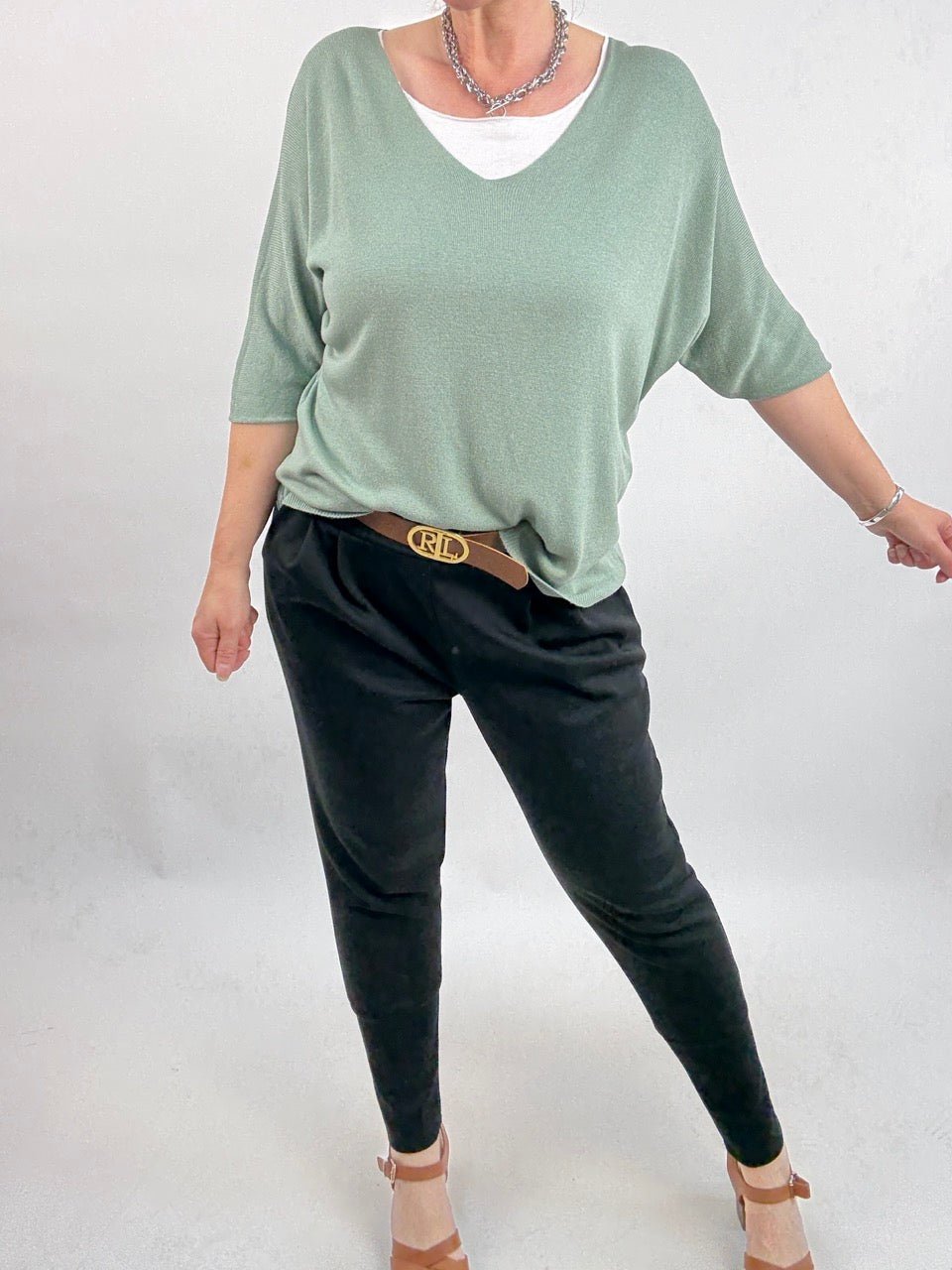 Shirt Leicht Verstrickt Olive - FROLLEIN KÄTHE Shop